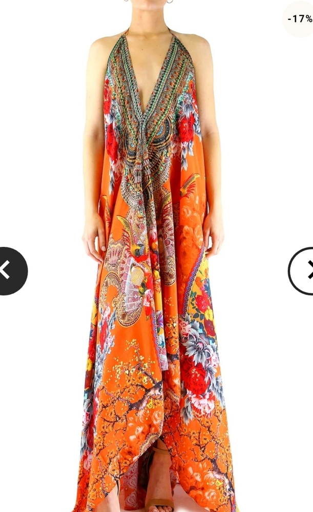NWT Shahida Parides ORANGE PRINT Convertible 3 WAY Maxi Dress O/S $450